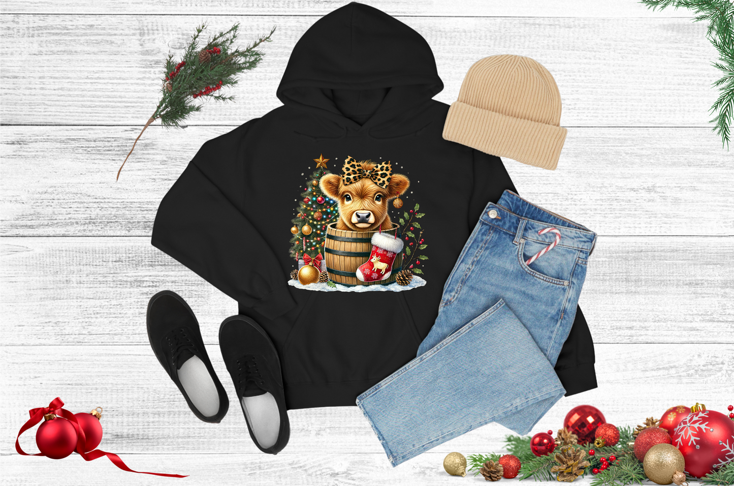 Highland Cow Christmas Hoodie